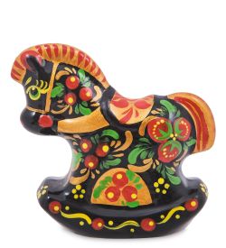 ГЛ- 957 Фигурка «Лошадка-Качалка» хохлома (Гжельский фарфор)
