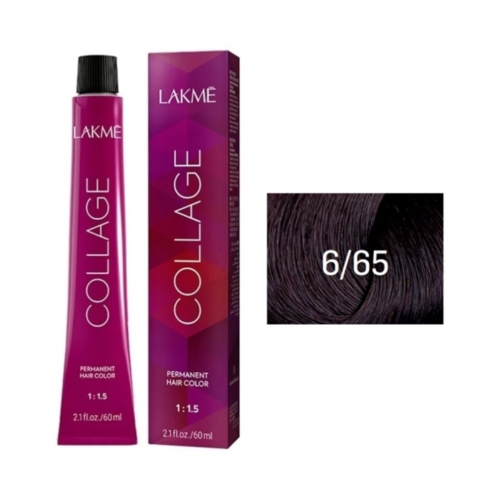 Lakme Collage Крем-краска для волос, 6/65 Темный блондин коричнево-махагоновый, 60 мл