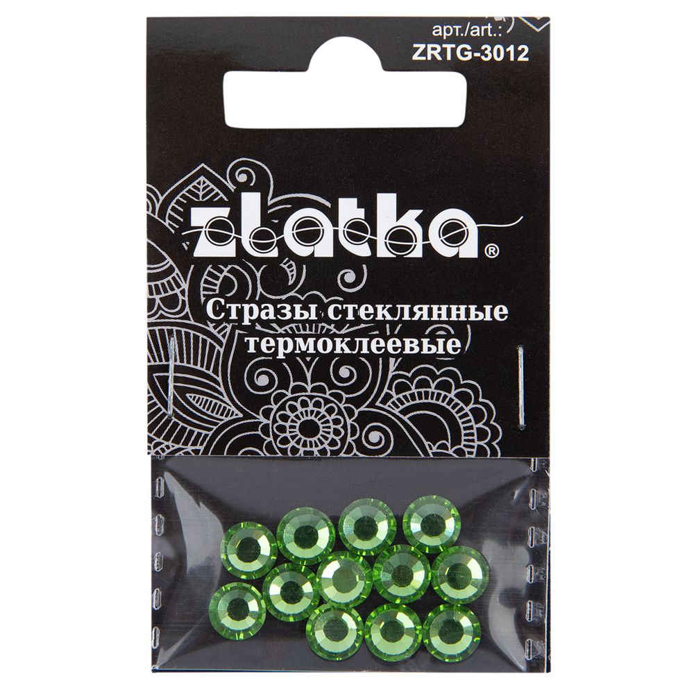 Стразы клеевые стекло 6.5 мм, 5х12 шт, SS30 №11 салатовый (Peridot), Zlatka ZRTG-3012