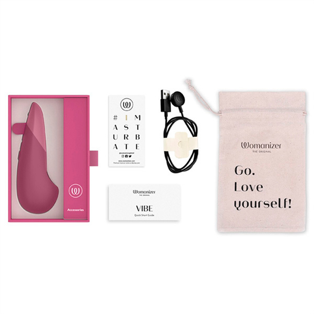 Темно-розовый клиторальный вибратор 14,2см Womanizer Vibe Rose WZFS1SG3