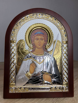 Ангел Хранитель, икона арочная, красное дерево 175х225 — вид сбоку