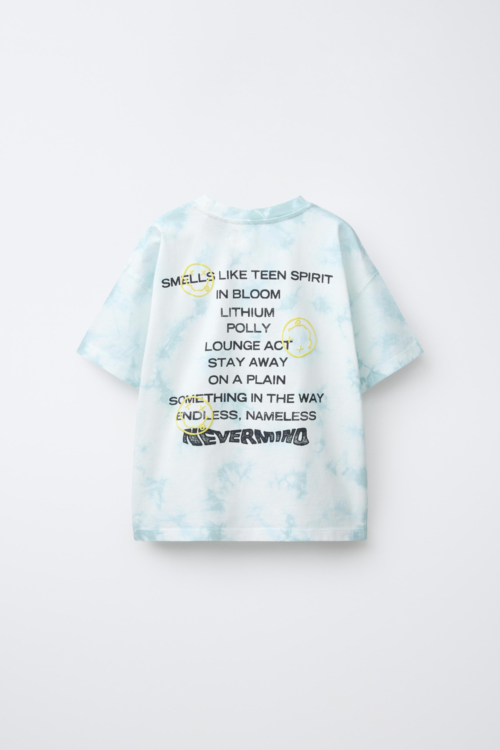 ZARA ФУТБОЛКА TIE DYE С ПРИНТОМ NIRVANA ®, СИНИЙ