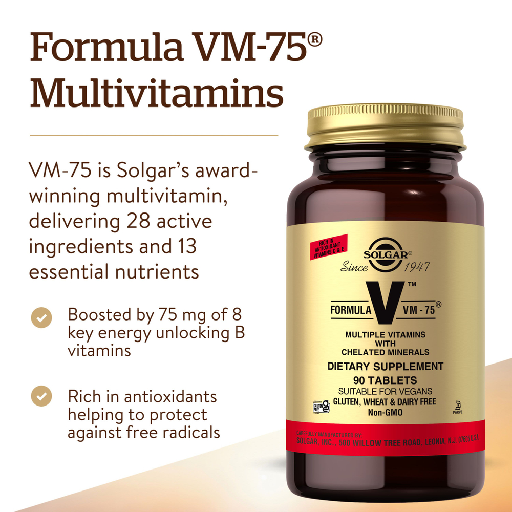 Solgar, Formula V, VM-75, комплексные витамины с хелатными минералами, 90 таблеток