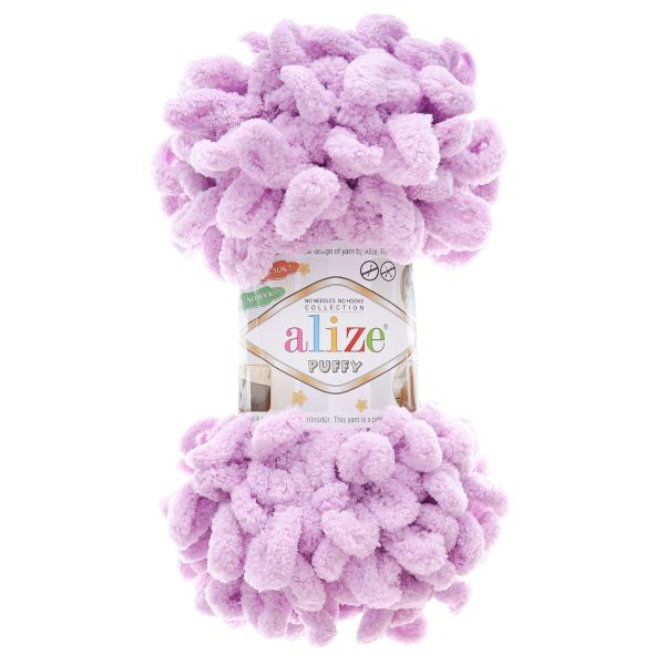 Пряжа Alize (Ализе) Puffy / уп.5 мот. по 100 г, 9м, 027 светлая сирень A