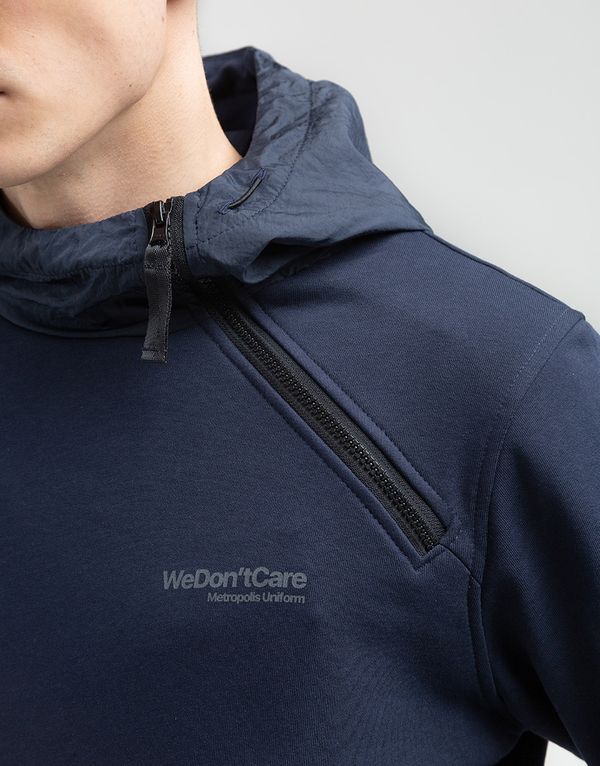 Худи We Don’t Care Diagonal Zip Hoodie Navy - фото 7