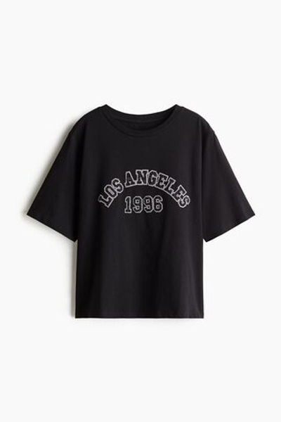 Футболка с вышивкой — Чёрный/Los Angeles - H&M