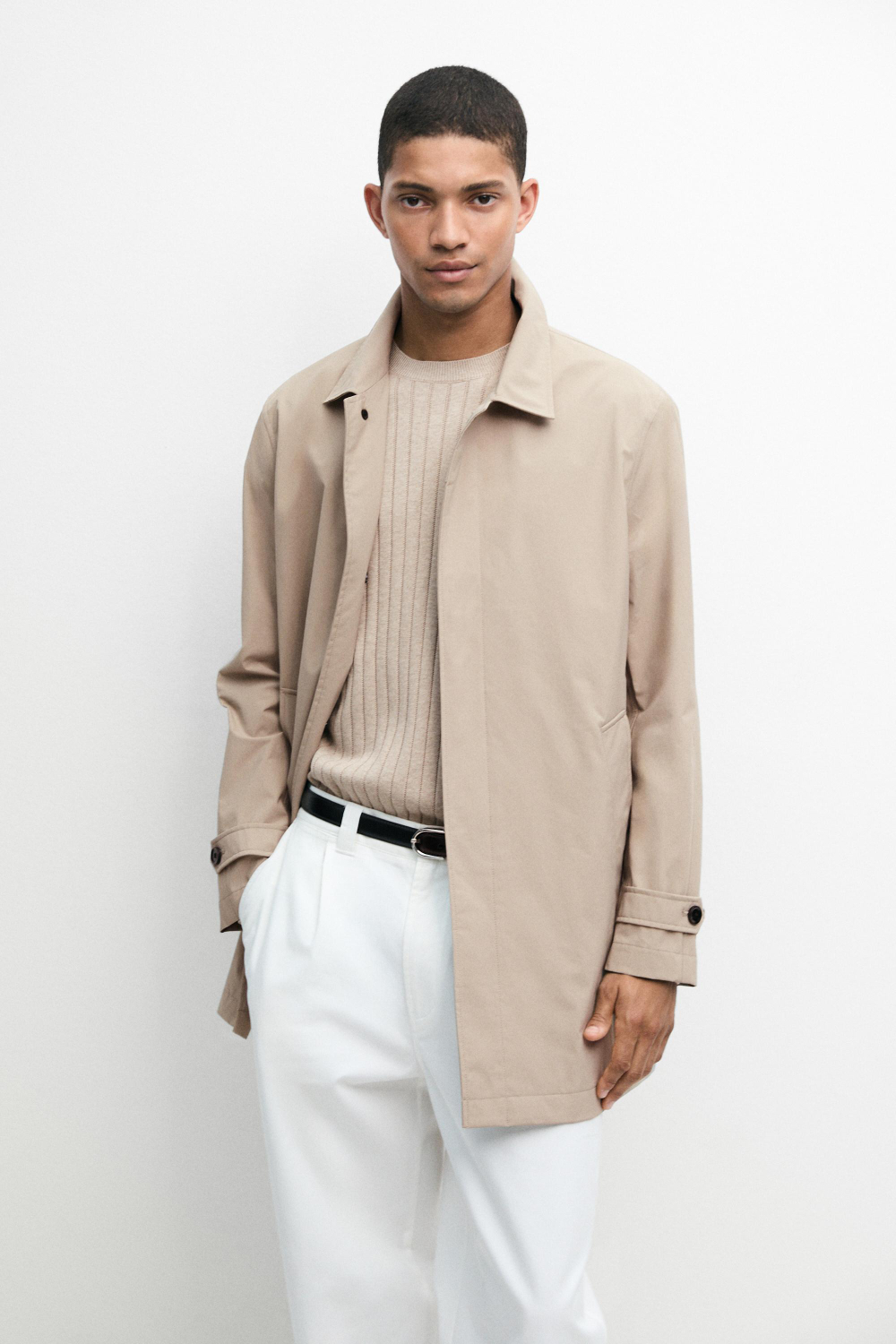Massimo Dutti Легкое длинное тренч-пальто, песочный