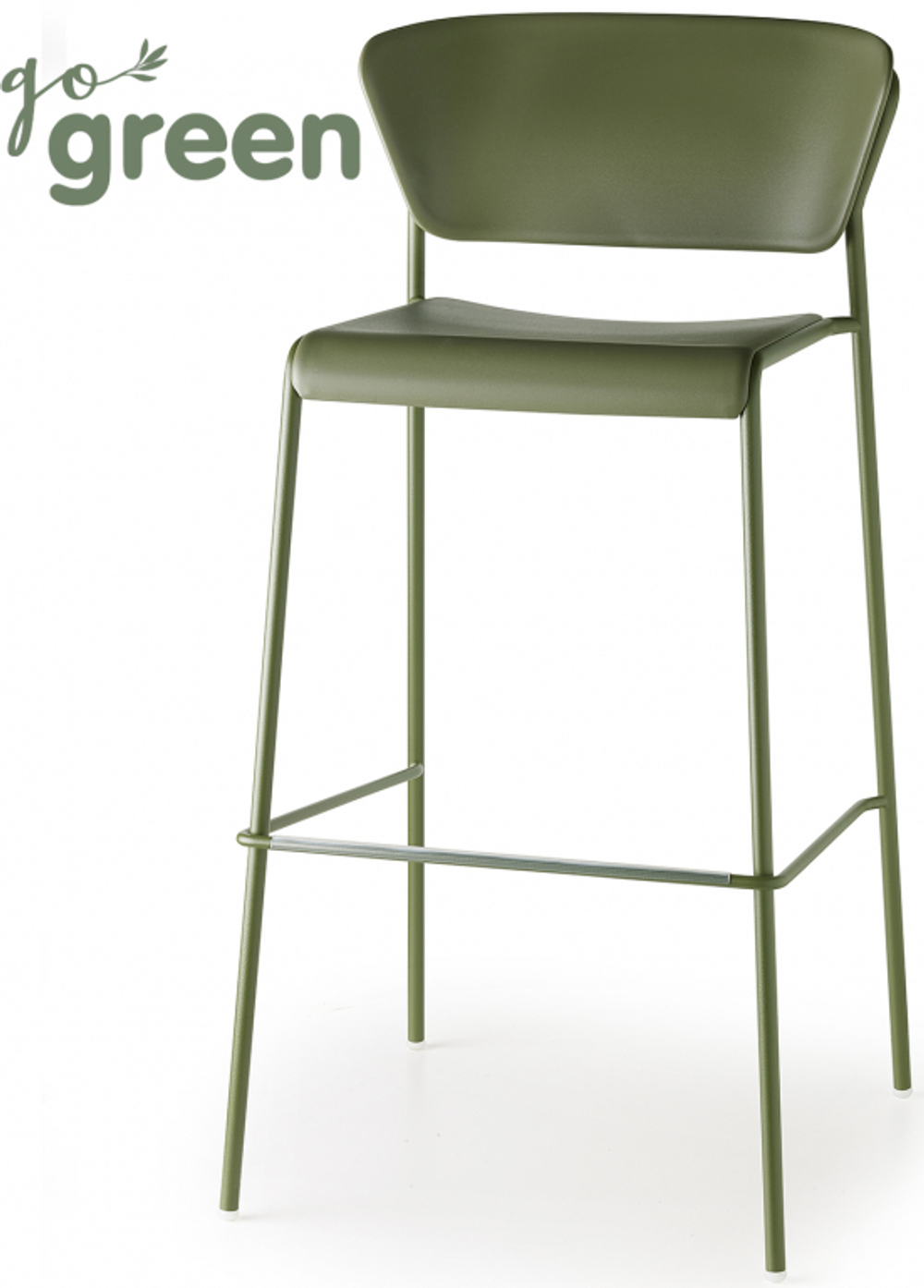 Стул пластиковый полубарный Scab Design Lisa Technopolymer Go Green, оливковый