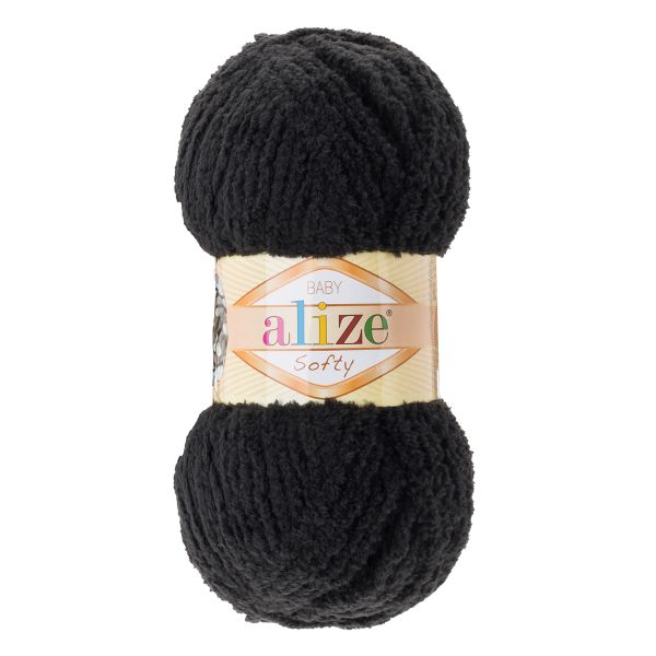Пряжа Alize (Ализе) Softy / уп.5 мот. по 50 г, 115м, 1060 глубокий черный