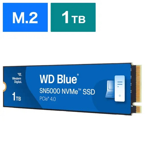 Жесткий диск SSD M.2 1Tb Western Digital WD Blue SN5000, 5150/4900MBs, 770000IOPS, TLC 3D NAND, PCI-E4.0x4 (WDS100T4B0E)