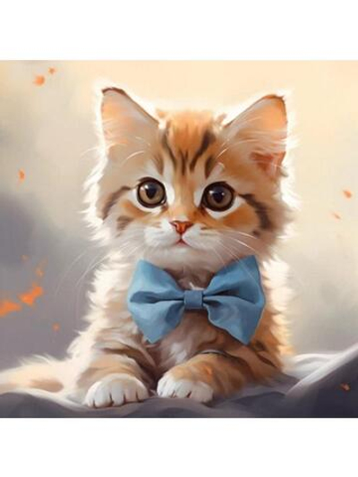 Картина по номерам 30х30см. "Малыши. Котёнок с бантом" 20цв. коробка (арт. Х-6332)