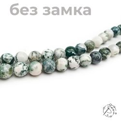 Нить бусин моховый агат 10 мм
