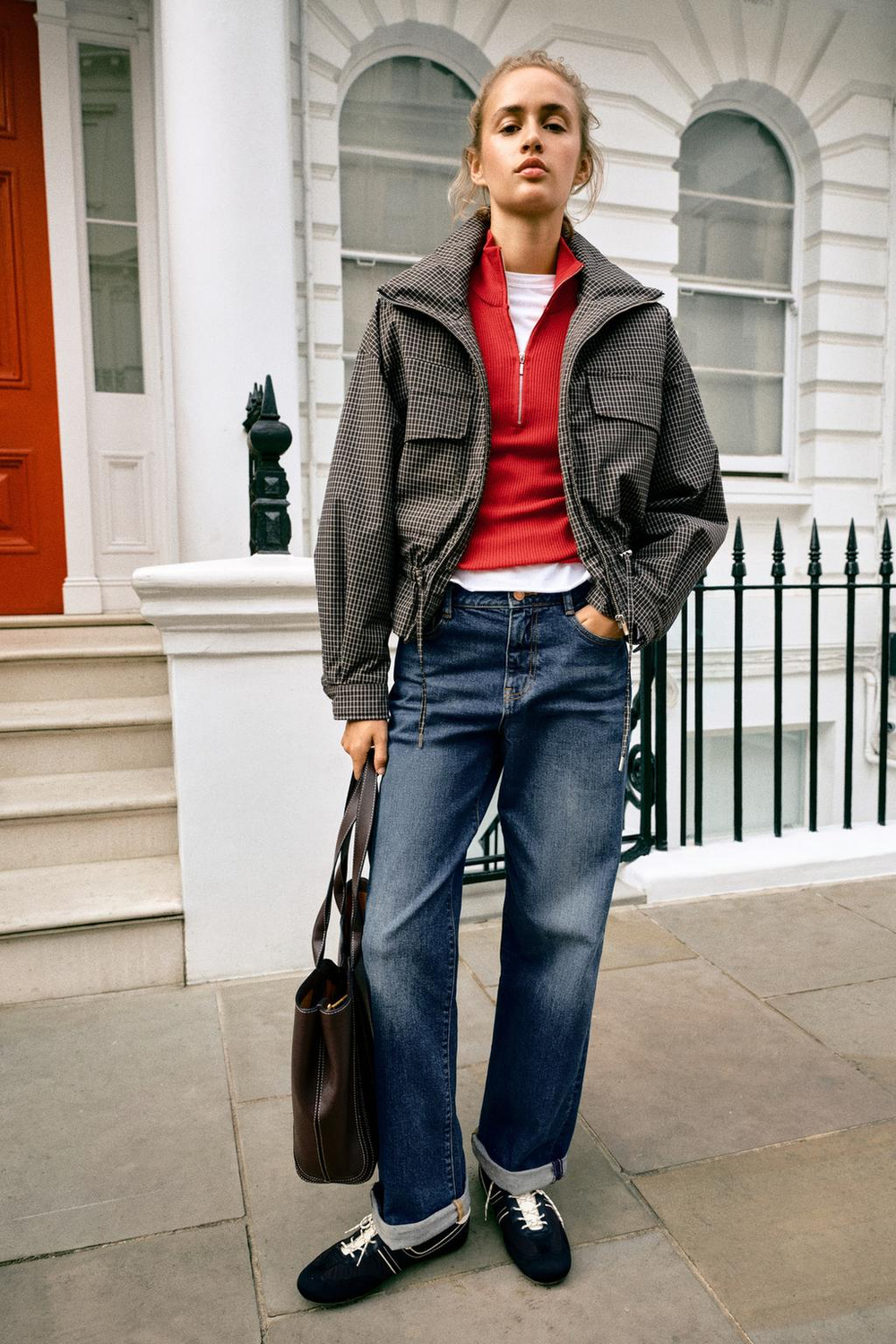 ZARA ДЖИНСЫ Z1975 RELAXED FIT СО СРЕДНЕЙ ПОСАДКОЙ И ОТВОРОТАМИ, СИНИЙ