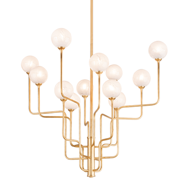 Corbett Onyx Chandelier, 114 cm, Vintage Gold Leaf