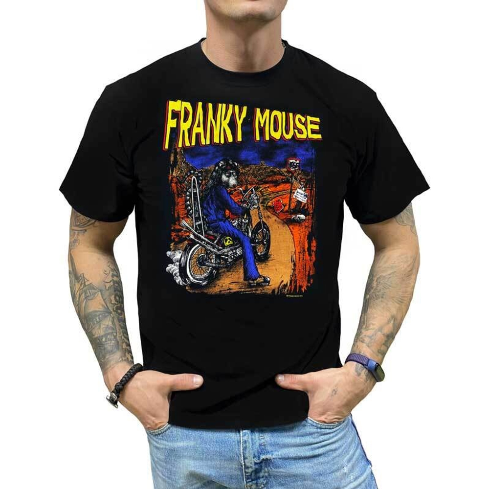 Футболка Franky Mouse Hell 666 (Мышь на мотоцикле) (S / черный)