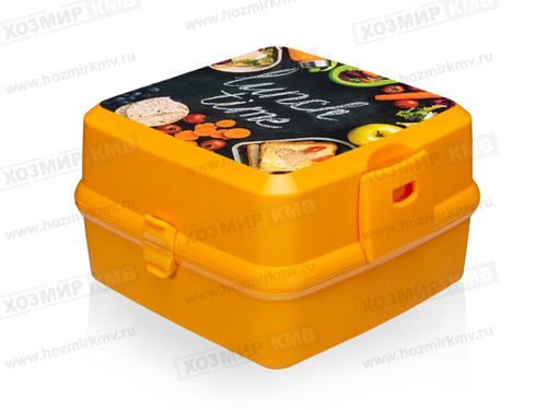(487ЭЛЬФ пласт) Ланч-бокс "Bento"/Бенто оранжевый