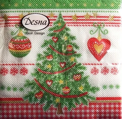Салфетки бумажные 24*24 Design Новогодняя ель, 1 слой, 40л