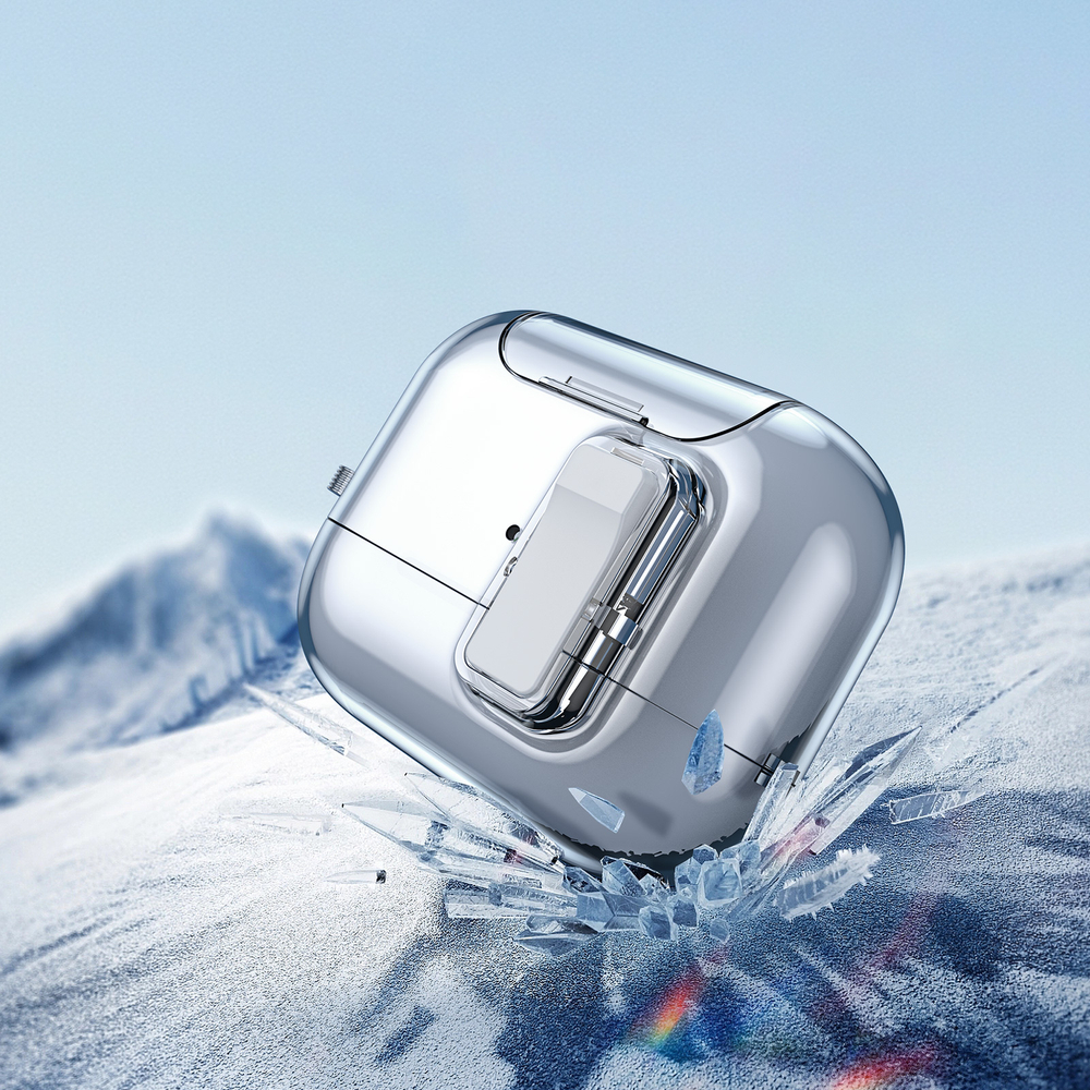 Усиленный прозрачный чехол для наушников AirPods Pro 2, Dux Ducis, серия PECR Series (встроенная подставка для смартфона)