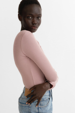 Топ в рубчик из смеси с хлопком - H&M