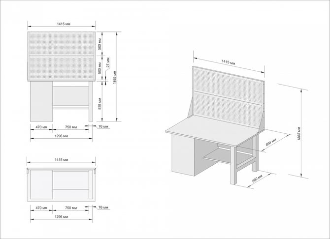 Great Wolf (GWT-V1400TL2) Верстак инструментальный, тумба с дверью, 2 экрана, 1400x700