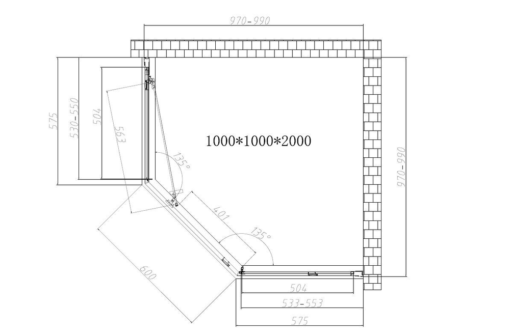 Душевой уголок Show VSP1-4SH100CL, 1000*1000, хром, стекло прозрачное