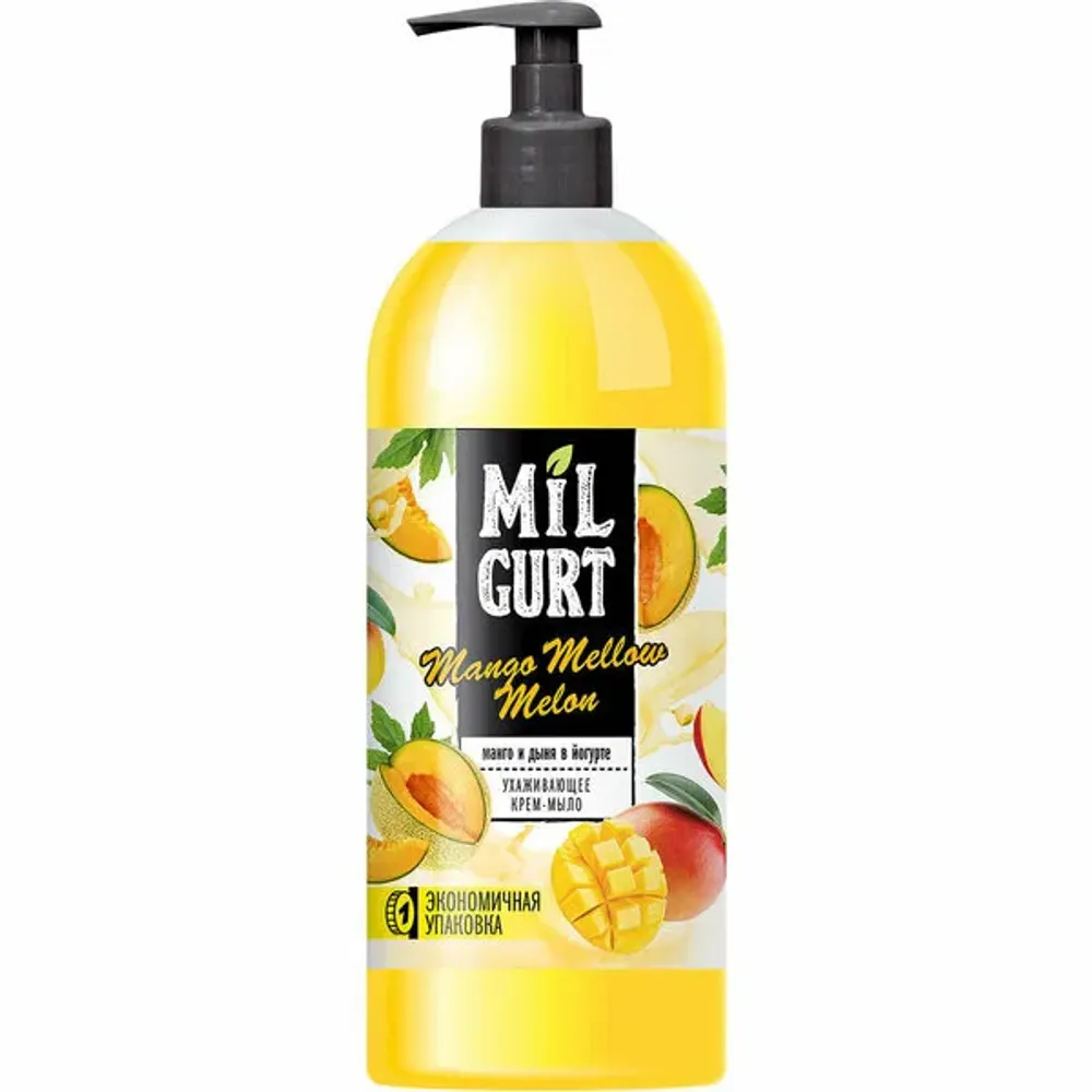 Жидкое крем-мыло MILGURT манго и дыня в йогурте 860 г.