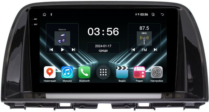 Магнитола для Mazda CX-5 2011-2017 (ШГУ монохром) - FarCar S280 монитор 9.5" IPS на Android 13, CarPlay