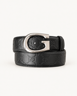 Ремень Gucci Signature с пряжкой G 3,8 см — чёрный