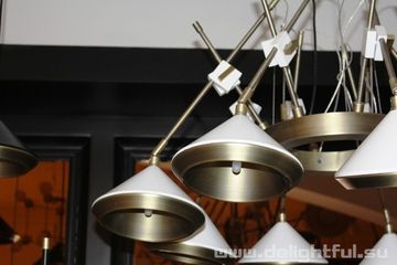 Bert Frank Shear Chandelier  White  & Brass chandelier