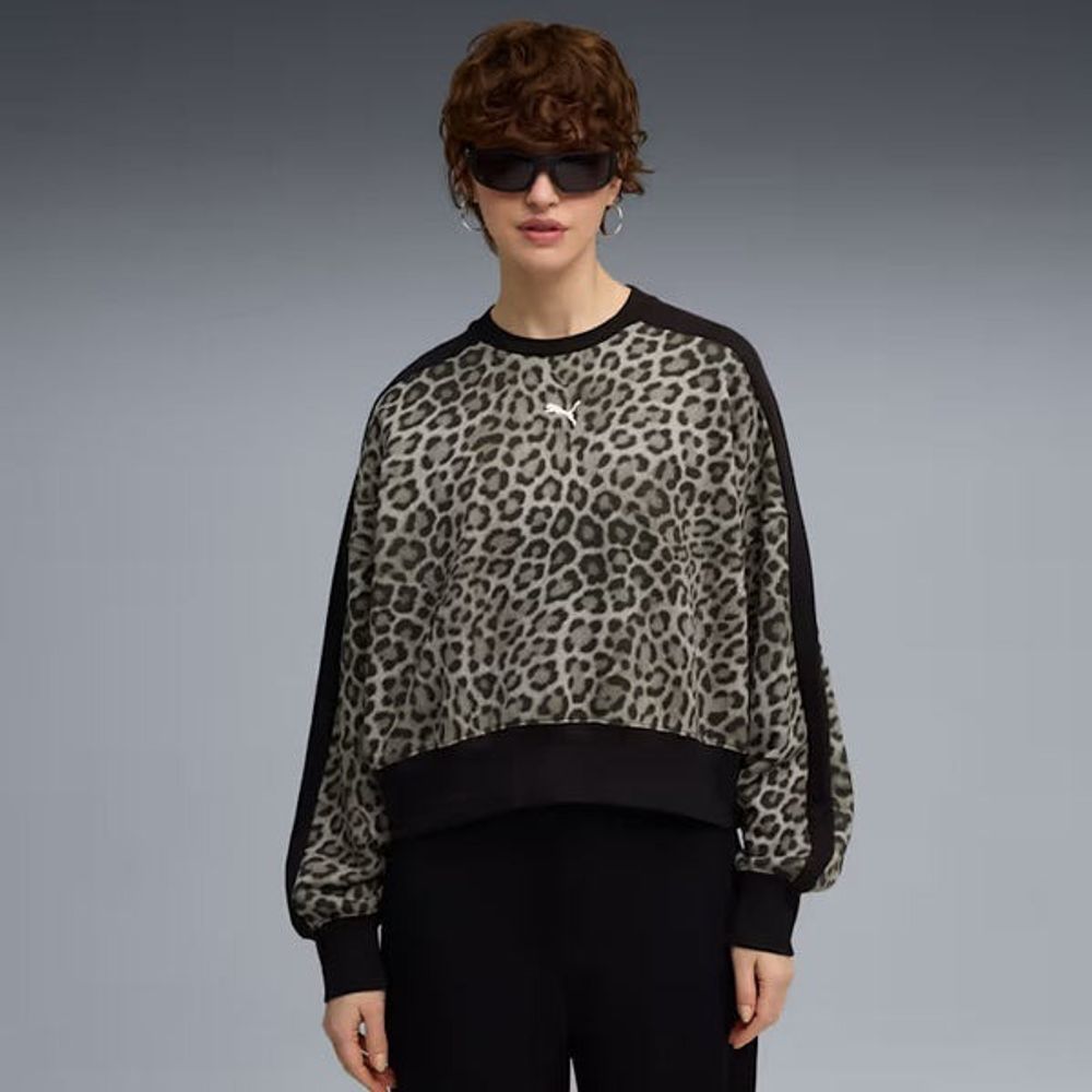 Толстовка женская PUMA T7 LEO LUXE AOP Over-Oversized Crew TR
