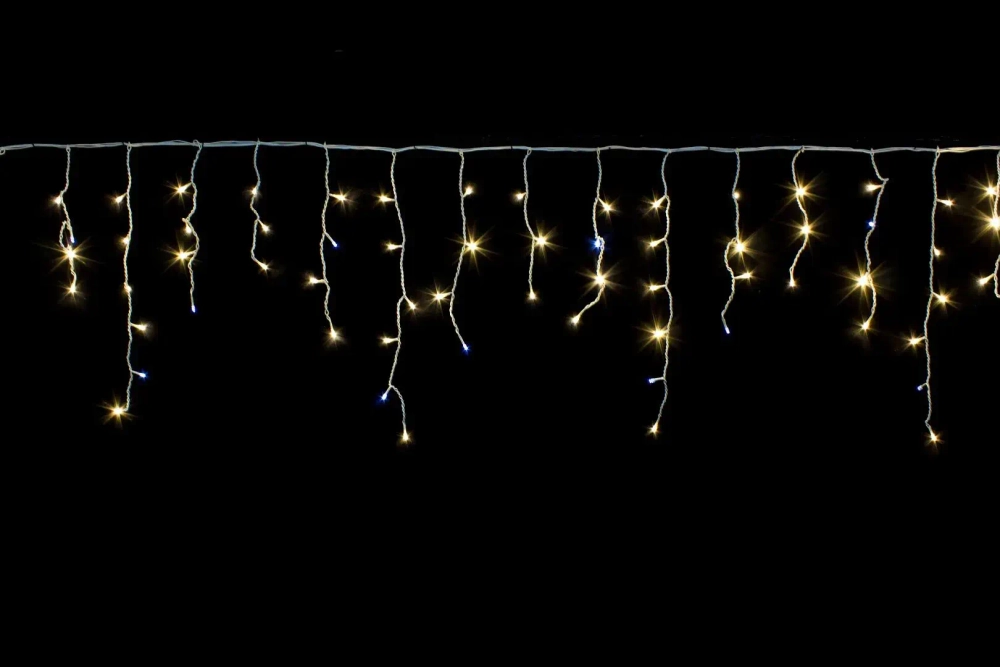 Гирлянда для дома БАХРОМА «Мерцание» ш3м* в0,3/0,5/0,7 см 100 ламп LED, прозрачн.провод,1 реж, IP-20, Белый (возможность соединения)
