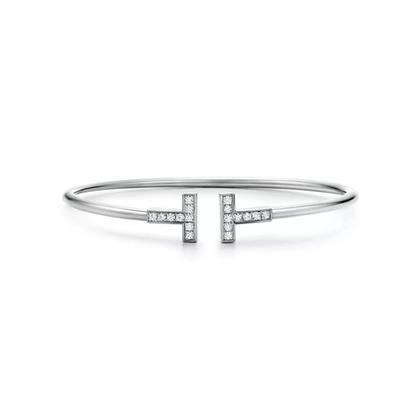 Браслет из белого золота с бриллиантами, Tiffany 💠 T - wire collection