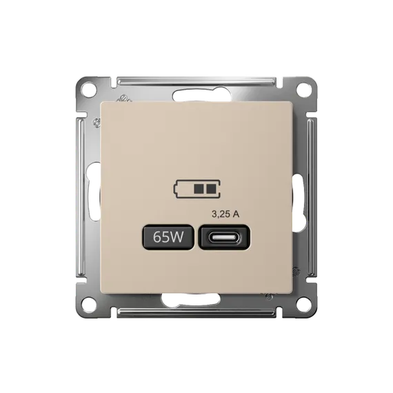 Розетка с USB C Systeme Electric AtlasDesign Песочный ATN001227