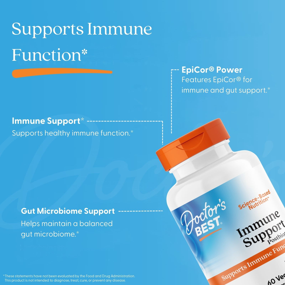 Doctor's Best, Постбиотик для поддержки иммунитета, 500 мг, 60 растительных капсул