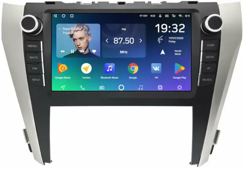 Магнитола для Toyota Camry 55 2014-2018 (рамка с крутилками и кнопками) - Teyes CC2 PLUS монитор 9" QLED, Android 10, Быстрая, SIM-слот