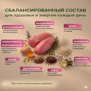 Сухой корм Fealdon для взрослых собак средних и крупных пород с индейкой