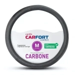 Оплетка руля CarFort CS7162, размер М (37-39 см), экокожа, карбоновая структура, чёрная