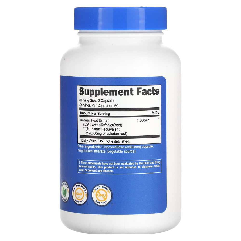 Nutricost, Корень валерианы, 120 капсул (2000 мг в каждой капсуле)
