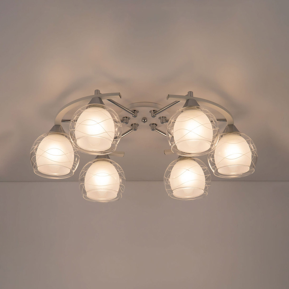 Citilux Буги CL157161 Люстра потолочная Белая Хром
