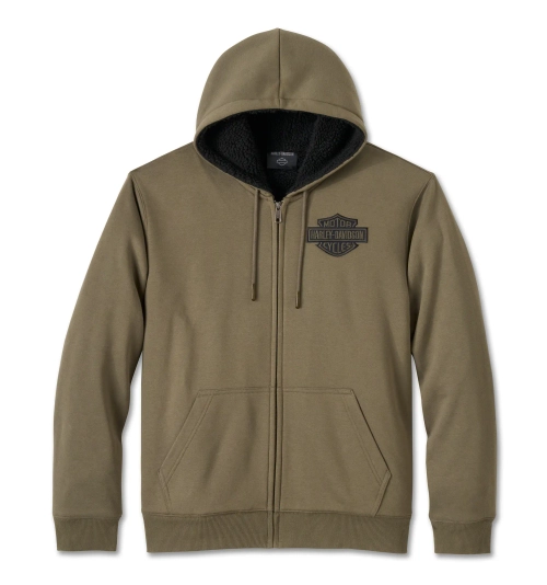 Толстовка Men's Bar & Shield Sherpa Full Zip Hoodie Green Harley-Davidson