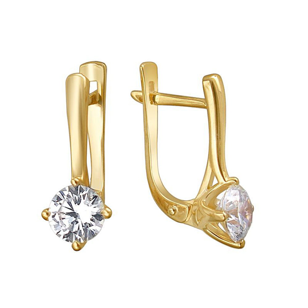 Серьги с фианитом из жёлтого золота 585 пробы JA-S-1С138529