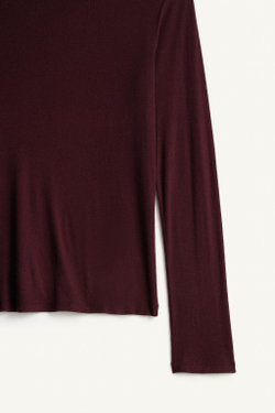 ZARA ФУТБОЛКА СВОБОДНОГО КРОЯ ИЗ ЛИОЦЕЛЛА И ШЕРСТИ, ГРАНАТОВЫЙ