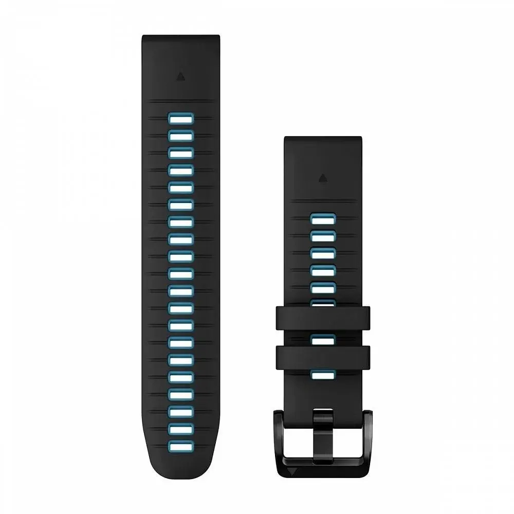 QuickFit 22mm black/cirrus blue Silicone watch band