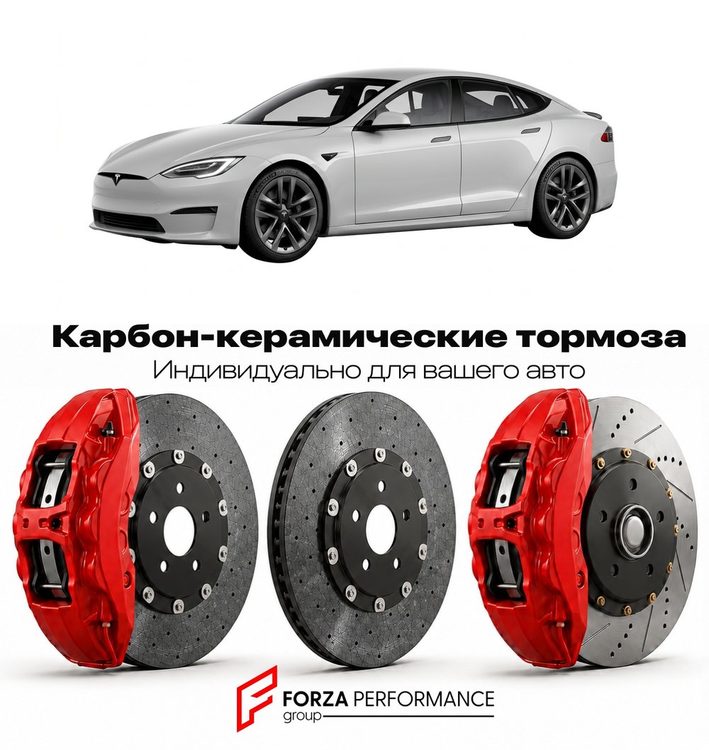 Карбон-керамическая тормозная система для Tesla Model S II Plaid 2021-2026 Тесла
