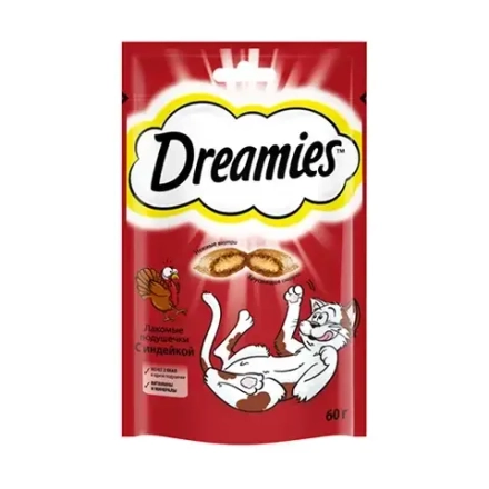DREAMIES лакомые подушечки для кошек с индейкой 0,06кг