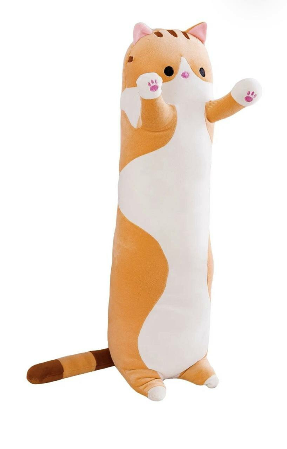 Мягкая игрушка длинный Кот батон, оранжевый, 130 см