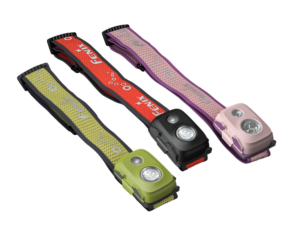 Налобный фонарь Fenix HL16 цвет розовый, светит белым и красным светом для бега и ориентирования