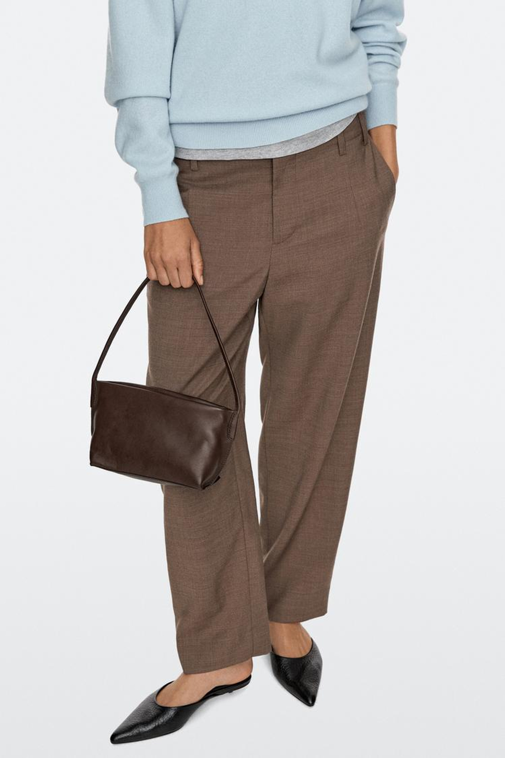Massimo Dutti Сумка через плечо из кожи наппа, цвет кожи