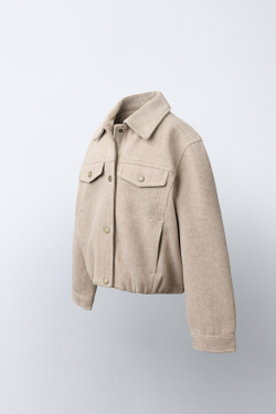 ZARA КУРТКА SOFT С ОБЪЕМНЫМ НИЗОМ, ПЕСОЧНЫЙ