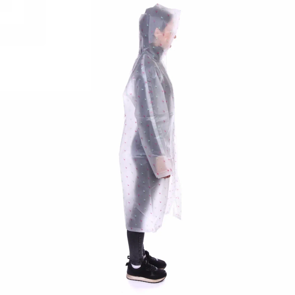 Дождевик-плащ «Фламинго» с капюшоном и завязками, на кнопках 120 Мкрн 110*62см ДоброСад